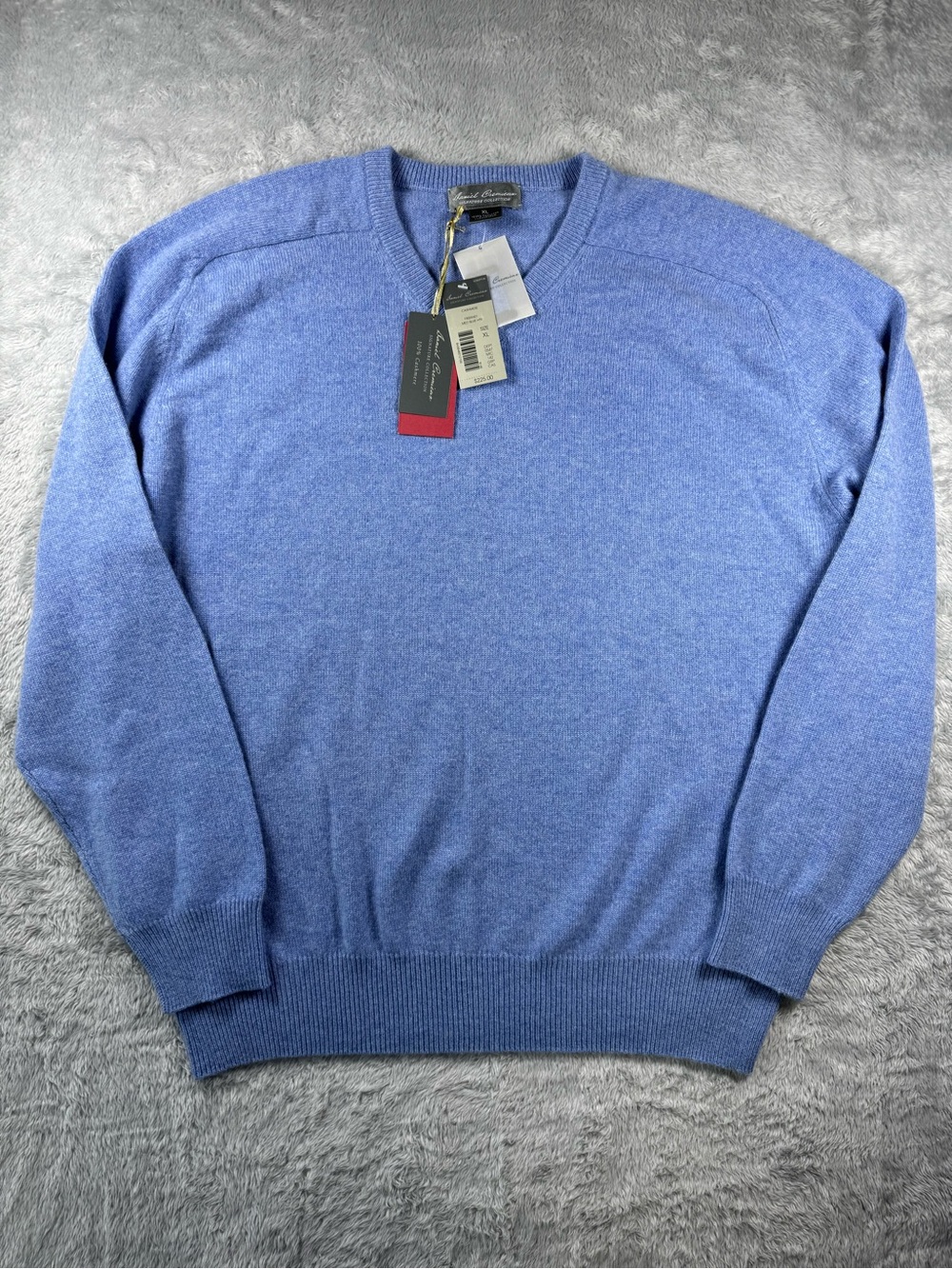 NWT Daniel Cremieux Signature 100% Cashmere V Neck Sweater Men XL Blue